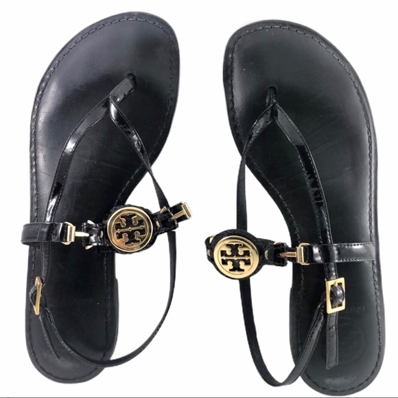 Tory Burch Ali Black Slingback Thong Sandals - Picture 1 of 8